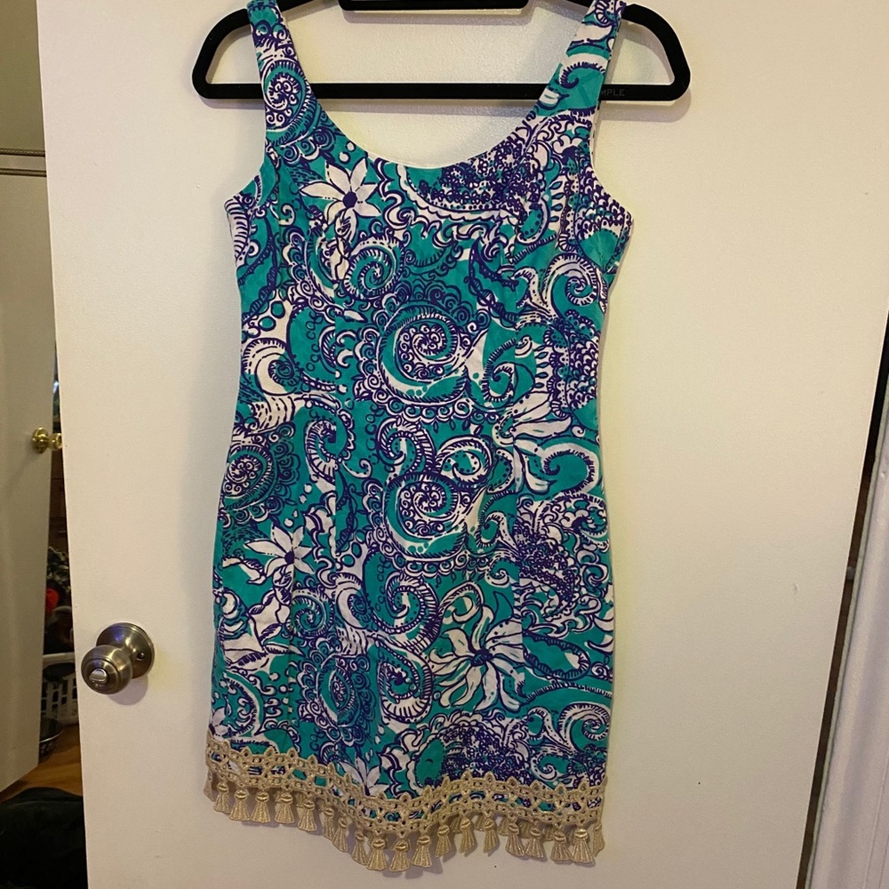 Lily Pulitzer gold tassel dress